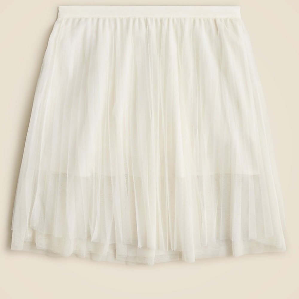 J.Crew Girls' pleated midi skirt in tulle in Ivory size XL NWT
